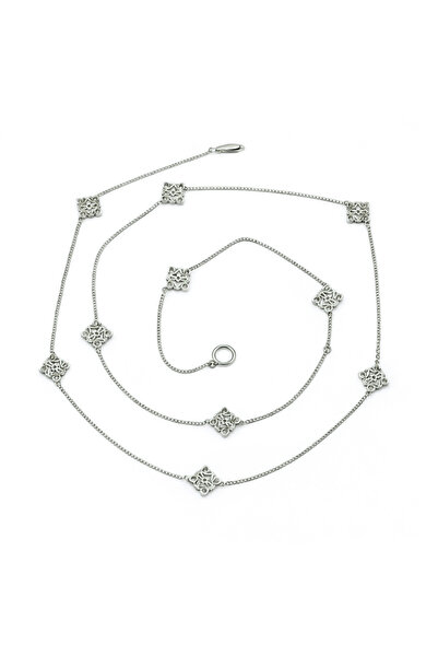 neslyaccessories قلادة فضية طويلة بطول 100 سم من نوع VIP