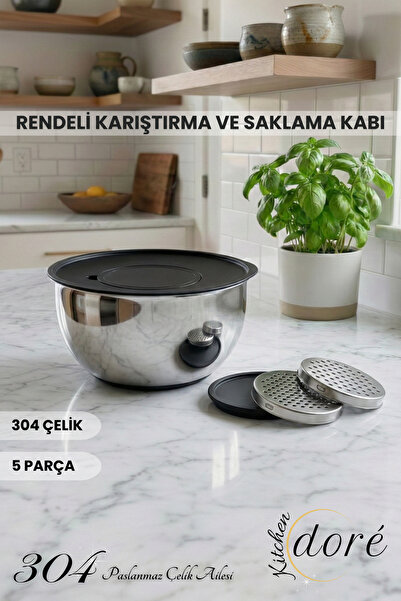 KitchenDORE Grater Mixing Whisk and Storage Container 5-Piece Set Suitable fo...