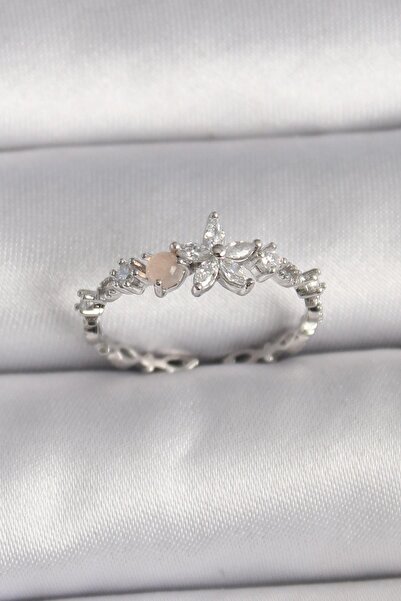 Inure Jewelry النحاس الفضي اللون الزركون حجر زهرة نموذج حلقة قابلة للتعديل