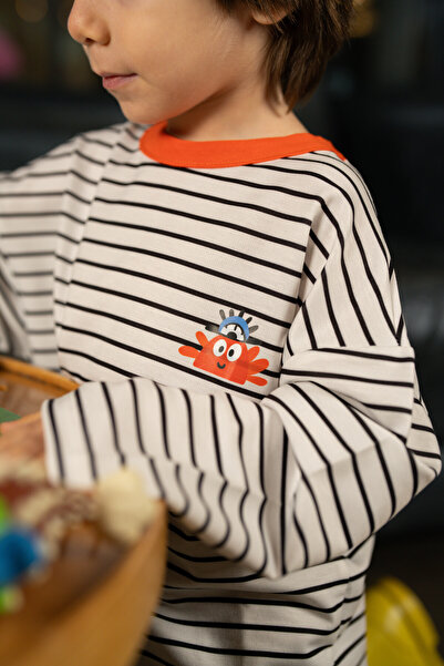 GigiPop Crabster Uzun Kollu Çizgili Çocuk Tişört