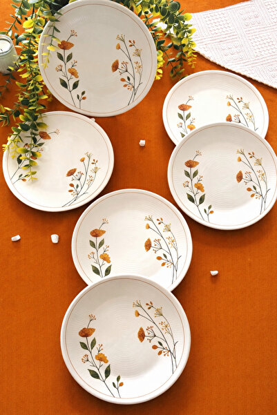 Areyma Elysia Flower Patterned Model 20 cm 6 Pieces Cake & Serving Plate