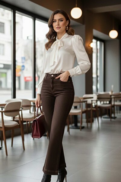 yb yağmur butik بنطلون جينز عالي الخصر بأرجل واسعة