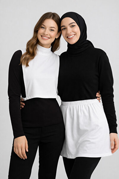 mirach 2’li Paket Esnek Dik Yaka Balıkçı Kolsuz Boyunluk ve Yırtmaçlı Esnek E...