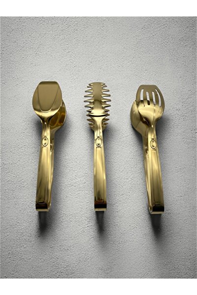ozbience Stainless Steel Salad, Pasta, and Pastry Serving Tongs Set