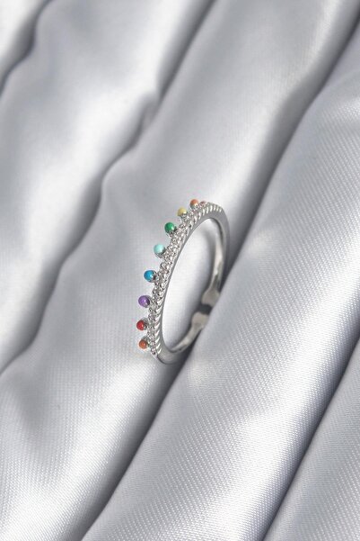 Inure Jewelry خاتم نسائي نحاسي فضي اللون مزين بحجر الزركون