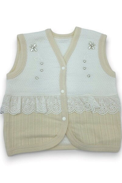 VOY KİDS Gaye Bebe Ruffled Yusufcuk Embroidered Newborn Baby Vest / 0-1-3-6-9...