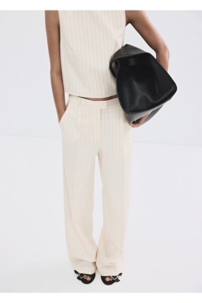 MANGO Woman İnce çizgili kumaş pantolon