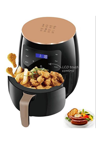 Silver Crest Digital Air Fryer with LCD Touch Control, Black and Gold, 12 Inc...