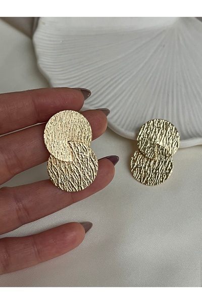 Twinssis Accessories Textured Moon Duo Model Earrings