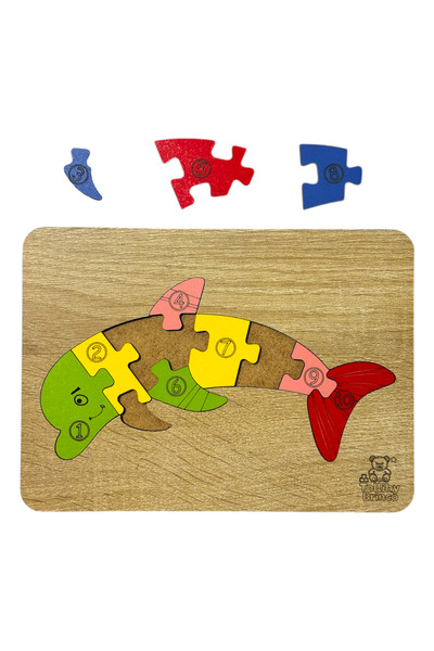 tollihy brinco Ahşap Eğitici Puzzle - 10 Parçalı Sayı ve Renk Öğretici Yunus ...