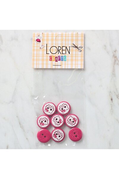 Leyaton لورين كرافتس 8 قطع أزرار على شكل قطة باللون الفوشيا - 587 LWLHM-YTRS345