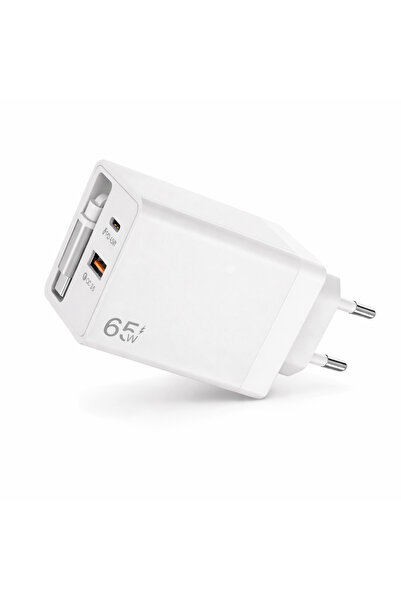 yk desing 65W Süper Hızlı Şarj Adaptörü – PD 45W + QC 3.0 Çekilebilir Kablolu...