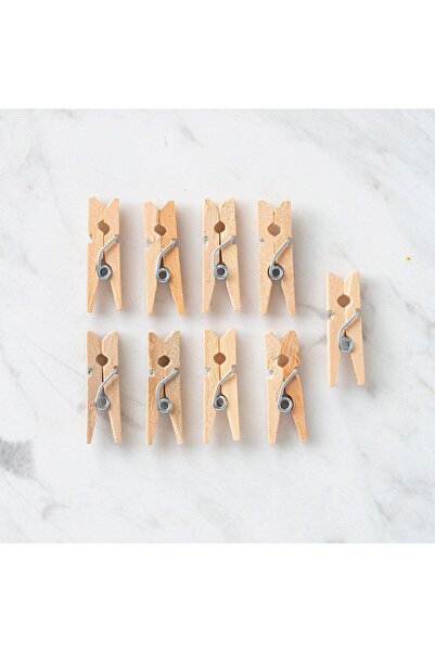 Leyaton لورين 10 قطع من الملاقط الخشبية الطبيعية الصغيرة LWLHM-YTRS345