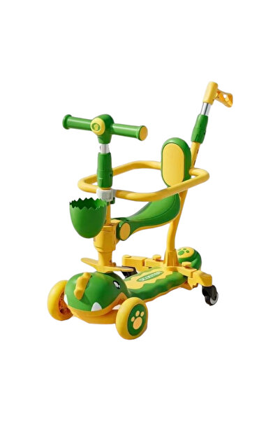 Krista 6 in 1 scooter, TR36 Green Dinosaur, with push handle and safety bars ...