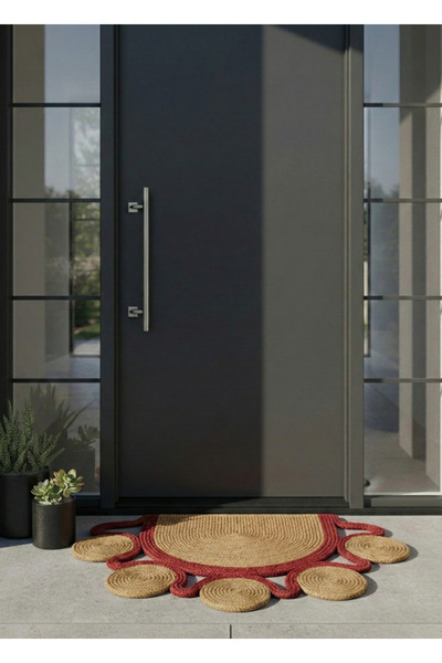 HomeTurko Natural Flower Pattern Half Moon Doormat Decorative Door Front Mat ...