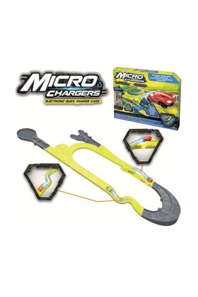 Micro Chargers Bounce Race Track and Micro-Jet Car Launcher Bundle - Licensed