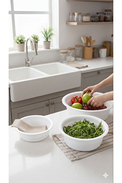 lufy 3-Piece Bowl Set, Baking Bowl, Deep Bowl, 3 Size Dough Kneading Bowls