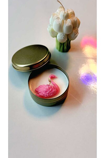 özkösekids Teneke Tutu Mum Kokulu - Kuğu Detaylı %100 Soya Mum