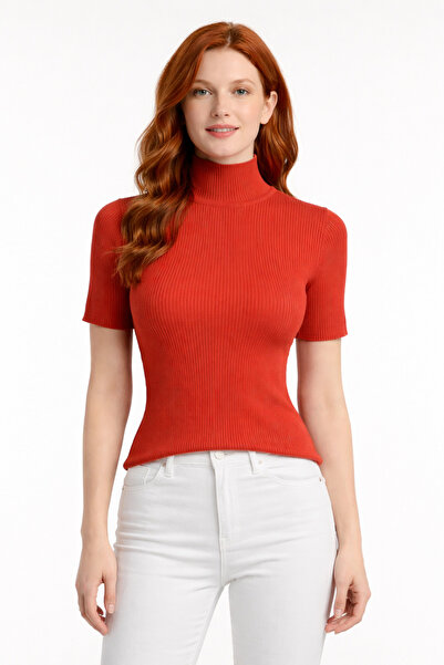 Neden Tekstil Striped Half Fisherman Short Sleeve Knitwear Sweater