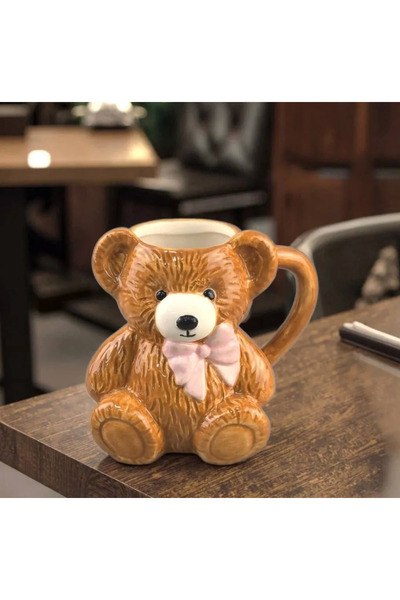 Mihristore كوب سيراميك لطيف بتصميم دب، كوب هدية