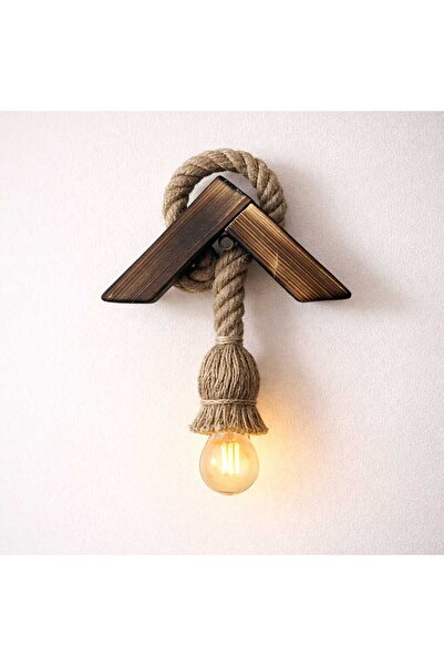 ŞEN AHŞAP AVİZE TASARIM HALATLI DUVAR APLİK RUSTİK ESKİTME TEKLİ AVİZE