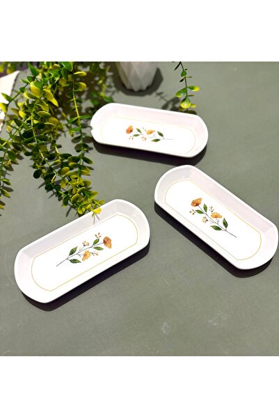 Areyma Elysia Floral Patterned 3-Piece Oval Breakfast Plate