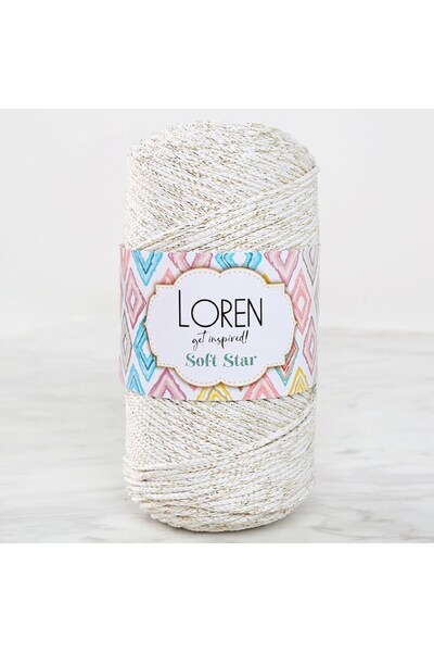 Leyaton حبل مكرامية ناعم من لورين ستار باللون الأصفر اللامع والكريمي RM103 LW...