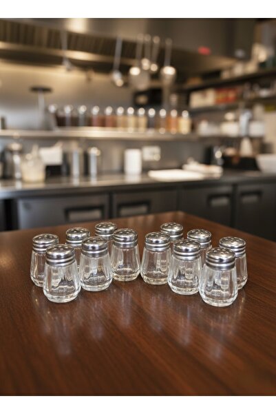 Empressco Mini Cam Tuzluk ve Baharatlık Seti, Paslanmaz Çelik Kapaklı, 12'li