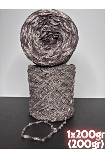 Ana&Kuzusu İplik Vizon, gümüş simli kedi kuyruğu kadife örgü ip 200gr