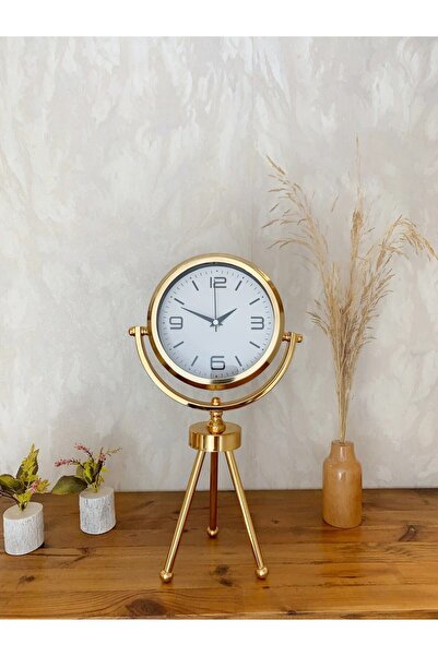 TakÇalıştır Gold Metal Mini Tripod Modern Masa Saati 45×26 cm – Şık ve Dekora...