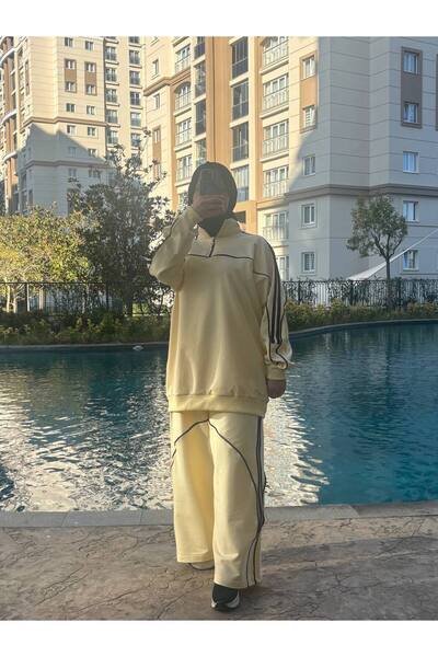 Wovi Moda Women's Hijab Tracksuit Set Zippered Collar