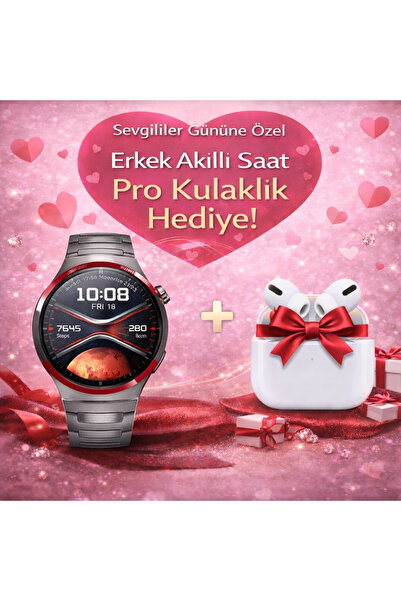 asfteknoloji Watch 4 Pro Erkek Akıllı Saat AMOLED Ekranlı, Bluetooth Bağlantılı, Büyük Ekran, +3 Kordon Hediyeli