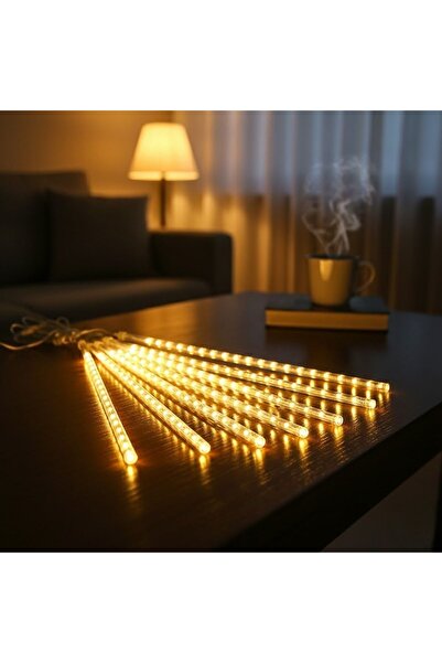 NM Store 10'lu 45 cm Meteor LED Ağaç Işığı USB'li Sarı Renk 2 Metre Kablo Dış...