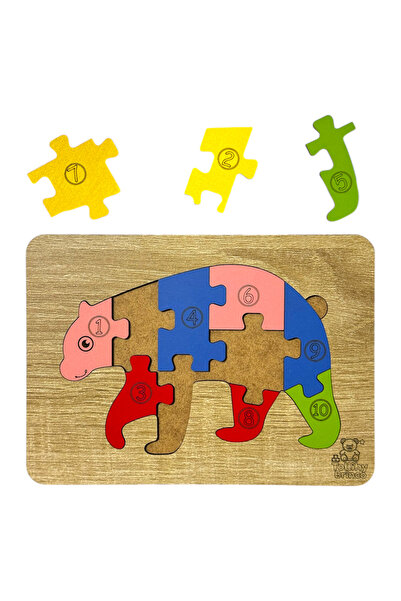 tollihy brinco Ahşap Eğitici Puzzle - 10 Parçalı Sayı ve Renk Öğretici Seviml...