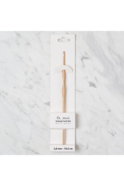 Leyaton La Mia Whitewood 2,5 mm 15,5 cm drvena kukica za heklanje od vune LWL...