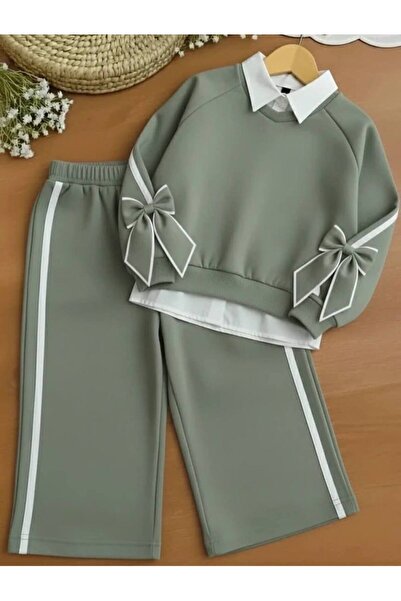 ARBİ kids Set elegant din două piese pentru fete, cu mâneci decorate cu funde...