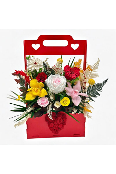 Eventissimi Aranjament floral, 45 cm, licheni stabilizați, plante criogenate,...