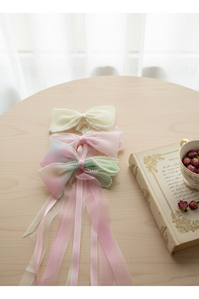 MY VİNTAGE Double Bowknot 3-Piece Pearl Pendant Buckle