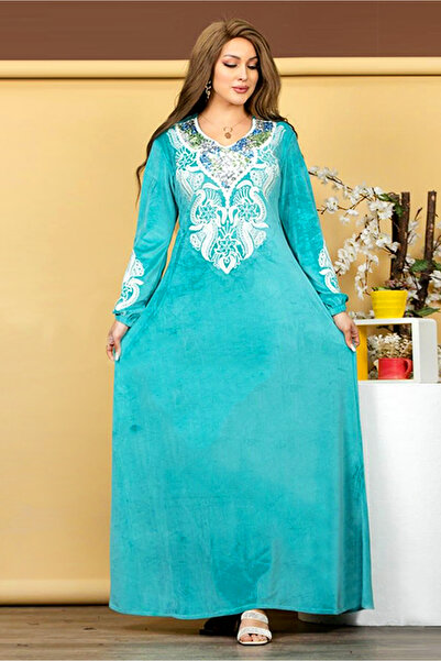 AsrymShop Heavy green velvet winter abaya