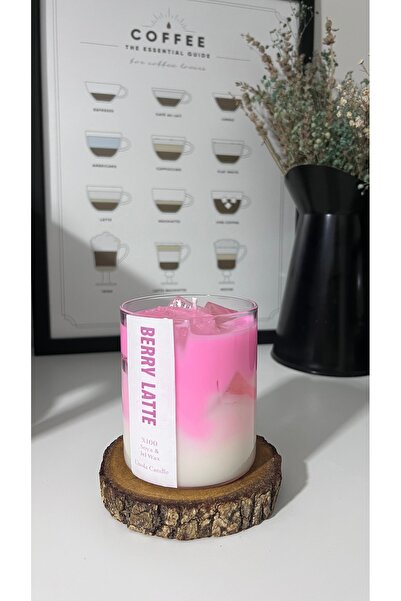 maykids Berry Latte Kokulu Bardak Mum – %100 Soya & Jel Wax – Dekoratif Cam M...