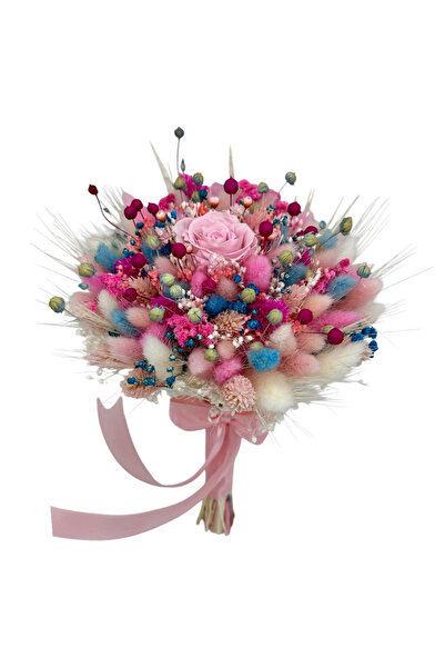 Eventissimi Buchet mediu cu trandafir criogenat central si mix de flori natur...