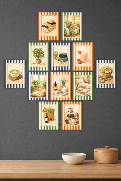 UNT Rustic Striped Frame Look Decorative Painting Set – 12 Pieces |   Mdf Uv ...