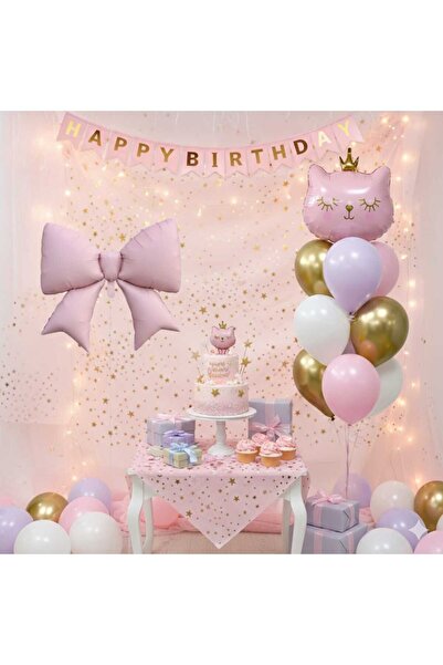 ÇITIPITISTORE KEDİ FİYONK TEMALI DOĞUM GÜNÜ PARTİ BALON SET