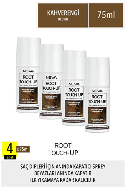 Neva ROOT TOUCH-UP Saç Dipleri İçin Kapatıcı Sprey KAHVERENGİ 75ml x 4adet