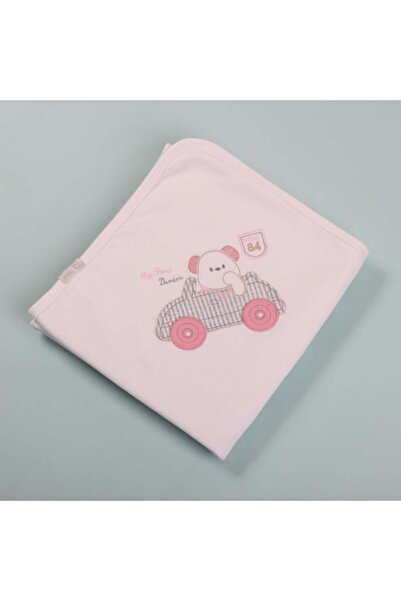 Generic بيبي شاين مهاد مواليد قطن مطرز بشكل سيارة - 95x85 سم - وردي