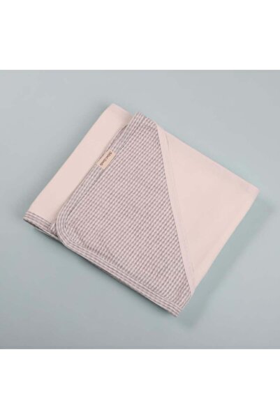 Generic ميني جنتل مهاد مواليد قطن سادة مطرز بزاوية وحواف منقطة - 95x85 سم - بيج