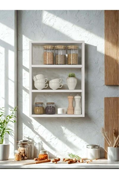 MOBİLYAMGÜZEL Mutfak Duvar Rafı 3 Katlı | Baharatlık ve Kavanoz Rafı | Modern...