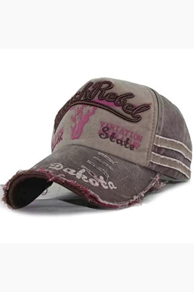 Giraffe Yıkamalı Eskitme Görünümlü Retro Pamuklu Siyah Beyzbol Cap Şapka