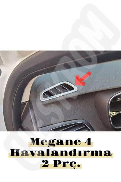 ueskrom Renault Megane 4 HB/SD Krom Havalandırma Çerçevesi Üst Konsol 2 Parça