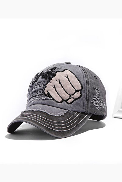 Giraffe Yıkamalı Eskitme Görünümlü Retro Pamuklu Siyah Beyzbol Cap Şapka